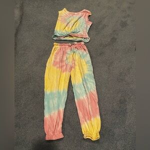 EUC - Ocean Drive - Girls (L) 14 - Tie-Dye Cut off T-shirt & Joggers